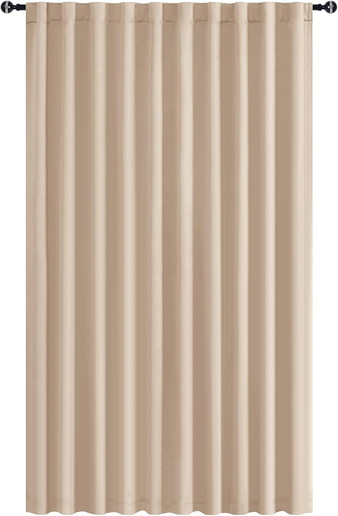 Hiasan Room Divider Curtains Patio Sliding Door Blackout Curtain Privacy Room Thermal Insulated Noise Reduction Panel with Back Tab & Rod Pocket for Bedroom Partition(80 x 84 Inches, Beige)