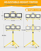 26400LM LED Work Lights with Stand, 3 Adjustable Head Portable Worklight with 26FT Cord Switch and Foldable Tripod, IP66 Waterproof 5000K for Outdoor Indoor Construction Job Sites Workshops Garage