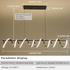 Modern Design Dimmable Desk Linear Pendant Light, with Remote Control Dimmable 3 Color Mode & Brightness Ceiling Lamp, Anti-Flicker Dining Light Fixture for Kitchen（47IN）