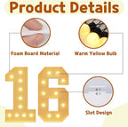 imprsv 4FT Marquee Numbers 16th Birthday Decorations for Girls Boys, Large Light Up Numbers 16th Birthday Women Foam Board Anniversary Party Decorations Arch Kit (DIY)