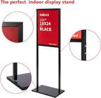DISPLAYSWORKER Sign holder floor stand, heavy Duty Pedestal poster banner stand for display,18×24 inch slide-in double sided poster sign holder floor standing for board Display (Black, 18×24)