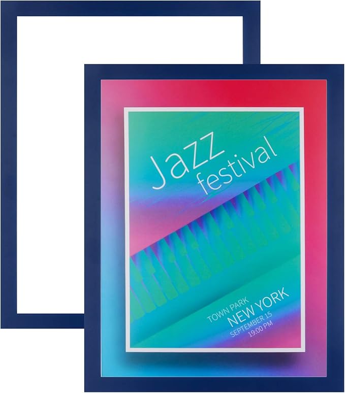 Self-Adhesive Store Sign Holder 8.5x11'' - Document Frame, Double Sided, Blue, Pack of 2