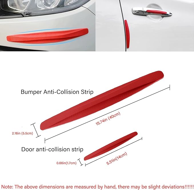 8 Packs Anti-Collision Patch Car Bumper Guard Strip Anti-Scratch Bumper Protector Trim Universal Rear Bumper Protector Car Door Edge Guards Car Side Door Edge Guards Protector (Red)