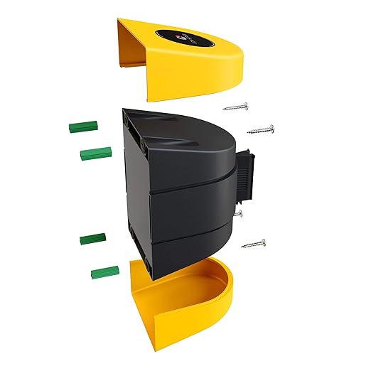 Crowd Control Warehouse - CCW Series WMB-230 Fixed Wall Mount Retractable Belt Barrier - 30 Foot, Caution Do Not Enter Belt with Yellow ABS Case