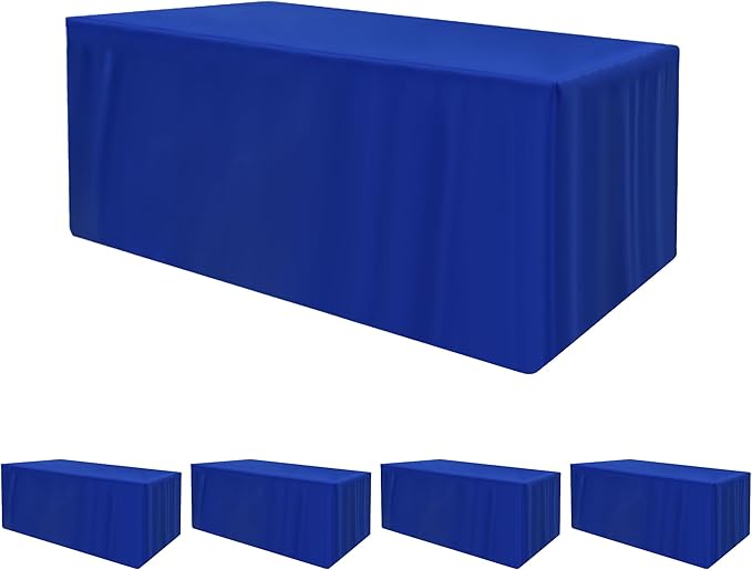 HolidayIdeas 4 Pack Fitted Table Clothes - 48 x 24 Inch - Royal Blue Rectangle 4ft Tablecloths Polyester Fabric Tablecloth for Trade Show, Craft Show, Party, Birthday