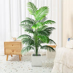 4ft 2pcs Large Artificial Plants Fake Palm Tree Tropical Palm Leaves Faux Palm Plants Tall Tree Indoor Real Touch Plastic Monstera Leaves for Home Garden Outdoor Office Decor (4ft/125cm-2pcs)