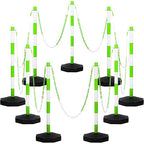 Amylove 9 Packs Traffic Delineator Post Cone with Base, Traffic Cones Safety Cones Caution Cones Plastic Stanchion Chain Safety Barriers with 6.6 Feet Link Chain and S Hooks for Parking Lot (Green)