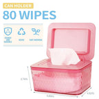 Wipes Dispenser, One-Handed Operation Wipe Holder for Baby & Adult, Seal-Designed Wipes Container for Bathroom Keep Diaper Wipes Fresh (2 Pack Pink)