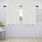 Easy-Going Rod Pocket Blackout Curtains for Bedroom, Room Darkening Window Curtains for Living Room, Thermal Insulated Noise Reduction Solid Window Drapes, 2 Panels(42x36 in, Ivory)