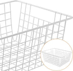 3 Pack Freezer White Wire Baskets for Organizing Office Wire Storage Basket with Built-in Handles, 14" Large White Metal Baskets for Pantry Freezer Kitchen Cabinets