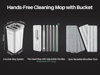 JOYMOOP Mop and Bucket with Wringer Set, Hands Free Flat Floor Mop and Bucket, 60" Mop with 5 Reusable Microfiber Pads, Wet and Dry Use, Floor Cleaning System