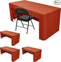 HolidayIdeas 4 Pack 3-Sided Christmas Fitted Tablecloth for 8ft Tables, Open Back Rust Table Cover for Vendor Booth Display, Craft Fair, Trade Show, Allows Seating & Easy Access Storage