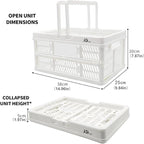 20 L Collapsible Shopping Basket, plastic basket, Basket with Handle, M (White)