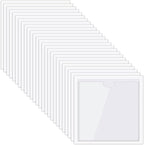Chinco 50 Pack Clear Adhesive Pockets, Labels for Storage Bins, Plastic Self Adhesive Index Card Holder with Top Open for Organizing Bins Box Drawer(4.1 x 4.1 Inches)