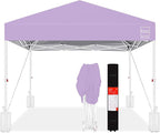 Best Choice Products 10x10ft 1-Person Setup Pop Up Canopy Tent Instant Portable Shelter w/ 1-Button Push, Case, 4 Weight Bags - Lilac/White
