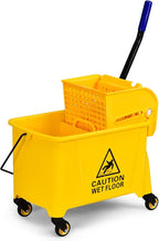 ARLIME Mop and Bucket Set with Wringer On Wheels, 21 Quart Capacity Portable Wringer Trolley on Wheels, Side Press Floor Cleaning Wavebrake w/Handle, Mop Bucket for Home, Commercial, Restaurants