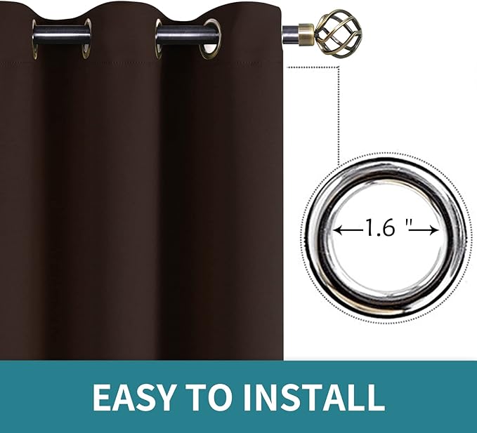 BGment Brown Sliding Door Curtain 120 Inch Long - Wide Room Darkening Room Divider Curtain for Bedroom Privacy Themral Insulated Grommet Room Separator Drape, 1 Panel, 100 X 120