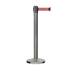 Crowd Control Warehouse CCW Series RBB-150 - Set of 2 Stanchion Retractable Belt Barriers - 16 Foot, Red"Caution - DO NOT Enter" White Letter Belt with Satin Stainless Steel Post - Easy Assembly