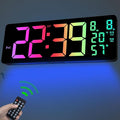 JoFomp 17.3" Large Digital Wall Clock, LED Digital Clock Large Display with Remote Control, Alarm Clock with Temp/DST/Dimmer/Humidity/Timer/Ambient Light - 12/24H, Alarm Wall Clock for Bedroom