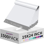 Fuxury 1500 Pcs 19x24" Poly Mailers,Waterproof Mailing Envelopes for Clothing, Strong Adhesive Poly Shipping Postage Bags for Small Business(White)