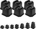 shouwuhho Bed Risers 4 inch, Furniture Risers Elevation in Heights 4 Inch Heavy Duty, Bed Lift Risers for Caster Wheels or Posts of Bed Table Couch, Support up to 6000 lbs, Black, 6 Pack