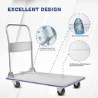 LEADALLWAY 48" L X 24" W Super Large Foldable Push Cart Aluminum Alloy Platform Cart with 4-Wheel 1000lbs