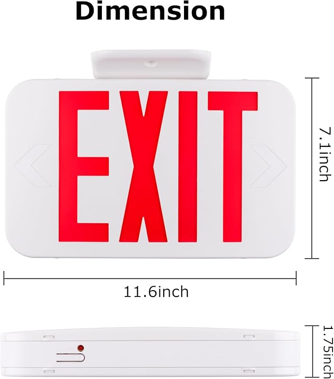 LIT-PaTH LED EXIT Sign, Emergency light with Double Face and Back Up Batteries- US Standard Red Letter Exit Lighting, UL 924 and CEC Qualified, 120-277 Voltage, 6-Pack