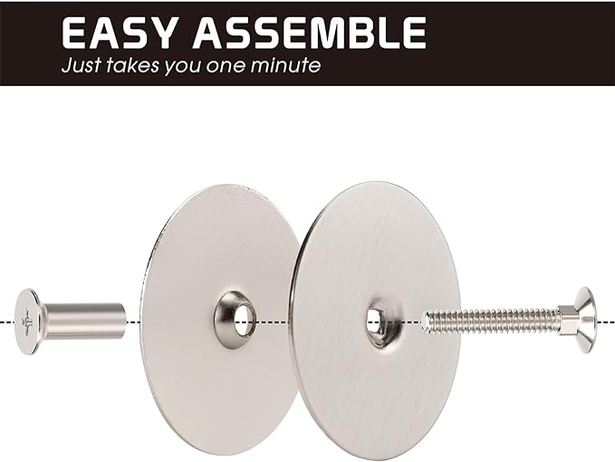 Door Knob Cover, 2-5/8" Diameter Solid Steel Deadbolt Cover Plate, Hole Filler Plate for Door Handle (1, Satin Nickel)