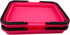 SAMMART Collapsible Basket with Handle 8L (2.1 Gallon)- Portable Outdoor Picnic Basket/Crate - Foldable Basin for Washing Dishes,Camping,Hiking (Rose Pink (Set of 2))