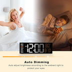 JALL 16" Large Digital Wall Mount Clock, Count Down Timer, Alarm, Big LED, RGB Color, DST, Temperature for Living Room Classroom Desk, Xmas, Birthday Gift for Senior Mom Dad (White Orange, 16 inches)