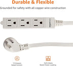 Amazon Basics 3-Prong Indoor Rectangle Extension Cord Power Strip, Flat Plug, Grounded 13 Amps, 1625 Watts, 125 VAC, 2-Pack, 3 ft, White