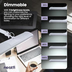 Neatfi Ultra 3,500 Lumen LED Desk Lamp, Color Correlated Temperature, 3 Light Modes, Dimmable, 45W, 26 Inch Wide Metal Shade, 540 SMD LEDs (CCT with Clamp, White)