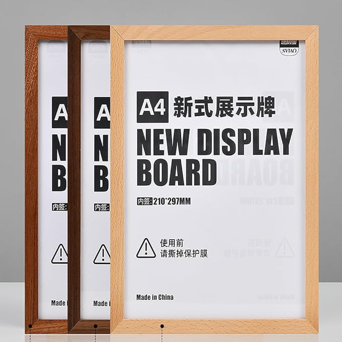 Wall Mount Acrylic Sign Holder Self Adhesive Magnetic Display Frame Clear Document Frame for Office, Store, School, Home, Wall Picture Frame (Beech A5 148×210mm/5.83×8.27inches)