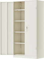 Greenvelly Garage Storage Cabinet,72" Metal Cabinet with 2 Doors and 4 Shelves,Steel File Cabinet for Home Office, Garage, Classroom（Grey 36" X 18"）