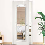 57x16 Door Hanging Full Length Mirror, Floor Stand (Height 5.7ft just Body in1.3ft) / Wall Mounted Metal Frame Arch Dressing Mirrors for Bedroom Living Room 57 inch Silver