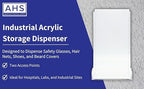 AHS Acrylic Glove Dispenser – Heavy-Duty Clear Holder for Gloves, Masks, Glasses, Shoe Covers, Hair Nets, Trash Bags & More | Freestanding Mount | 8.5"L x 7.2"W x 15.4"H | Pack of 1