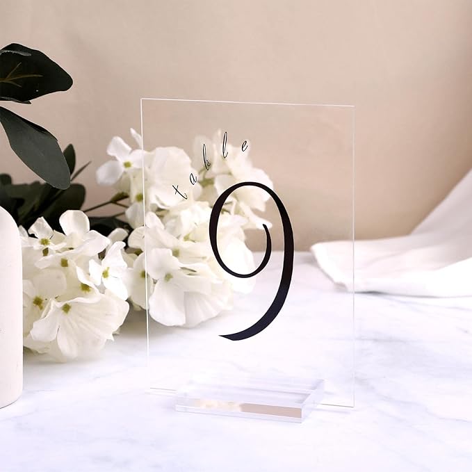 UNIQOOO 3" Clear Acrylic Stand |3mm Slot Wedding Sign Holders, Perfect for Wedding, Table Number, Exhibition, Office, Restaurant, Business, 20 Count