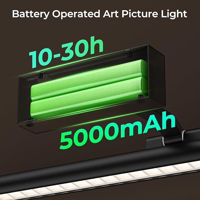 Wireless Picture Lights for Wall, Battery Operated Wall Light for Painting Rechargeable CCT Rotatable 16in Art Gallery Light with Remote Dimmable Timer for Artwork Frame Display Dartboard