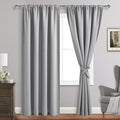 JIUZHEN Silver Grey Curtains for Living Room - Thermal Insulated Blackout Curtains with Tiebacks 2 Panels, Room Darkening Rod Pocket Curtains for Bedroom Office, 52 x 96 Inch Length