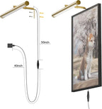 Picture Lights for Paintings Plug in, 16" Adjustable LED Gold Picture Light Art Light, Remote Control Gallery Painting Wall Light for Picture Display Dartboard Art Work (Gold)