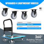 WUD Push Cart, Folding Mobile Platform Trolley,Thickened and Reinforced, 360° Swivel Wheels,35.4 “L x 23.6 ”W, 1100 lb. Blue Dolly cart with Wheels