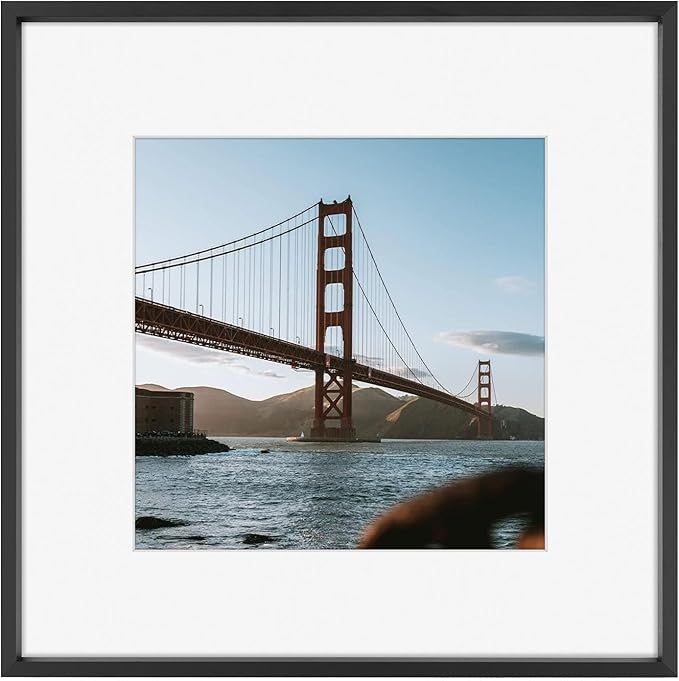 Frametory, 12x12 Metal Picture Frame with Mat for 8x8 Picture & Real Glass, Aluminum Photo Frame Collection (Black, 1 Pack)