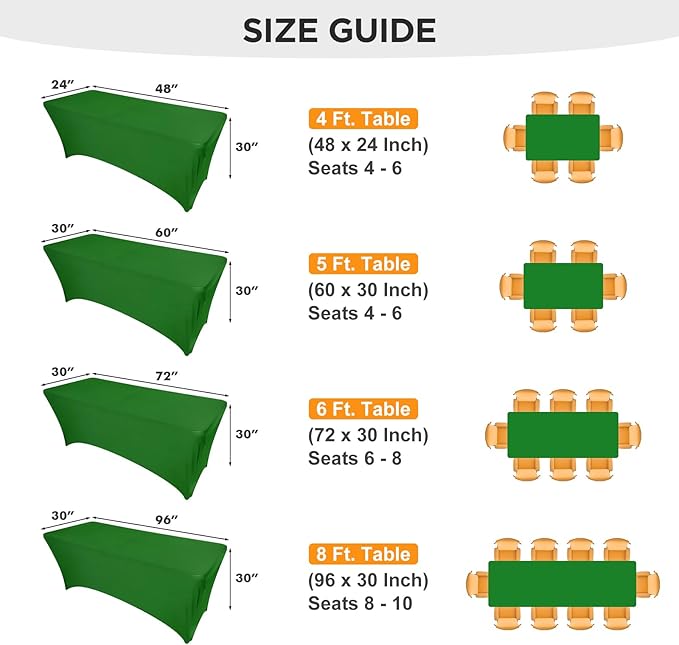 SEPARO 2 Pack 6 Ft Forest Green Table Cover Fitted Rectangular Tablecloth Stretchable Fabric Table Cloth 6 ft Wrinkle-Free for Party Tradeshows Banquet Weddings Cocktail