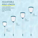 POOLWHALE Upgrades Swimming Pool Leaf Net Skimmer Rake with Adjustable Aluminum Pole and Nylon Medium Fine Mesh for Cleaning Swimming Pools, Hot Tubs, Spas and Fountains