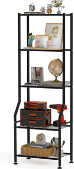 5-Tier Narrow Storage Shelves, 500LBS Total Capacity Metal Wire Rack with Leveling Feet, Rust-Resistant Organizer for Small Space, Kitchen, Bathroom, Garage, Pantry, Laundry Room, Black