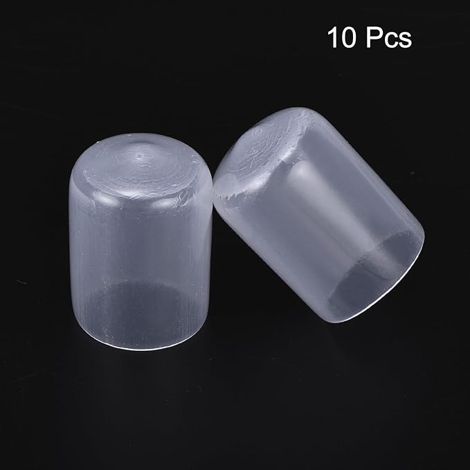 uxcell 10pcs Rubber End Caps 15mm ID Vinyl Round End Cap Cover Screw Thread Protectors, Clear