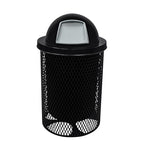 COATEDOUTDOORFURNITURE RDT-BLK Heavy Duty 32 Gallon Round Trash Receptacle, Liner Included, Black with Dome Lid, Made in America