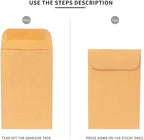200PCS #5 Coin Envelopes 3.125x5.5 inches Brown Kraft Envelopes Classic Small Parts Gummed Flap for Coins, Cash, Credit Cards, Seeds