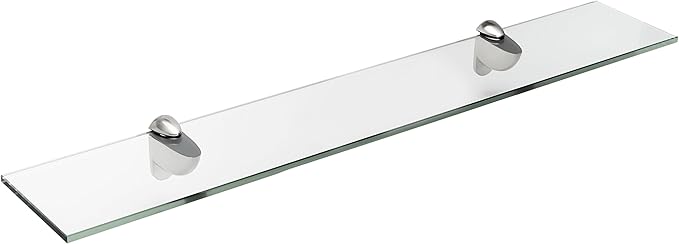 Spancraft Glass H-12x21-Brushed Steel Heron Glass Shelf, Brushed Steel, 12" x 21"