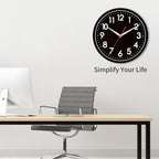 AKCISOT Wall Clock Modern Black Silent Non Ticking Wall Clocks Battery Operated 12 Inch, Small Analog Classic Clock Decorative for Bedroom, Kitchen, Home Office, Bathroom, School, Living Room